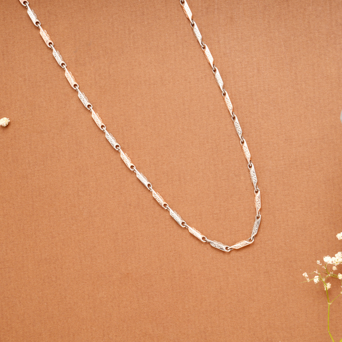 Flat Link Dual Tone Silver Men’s Chain