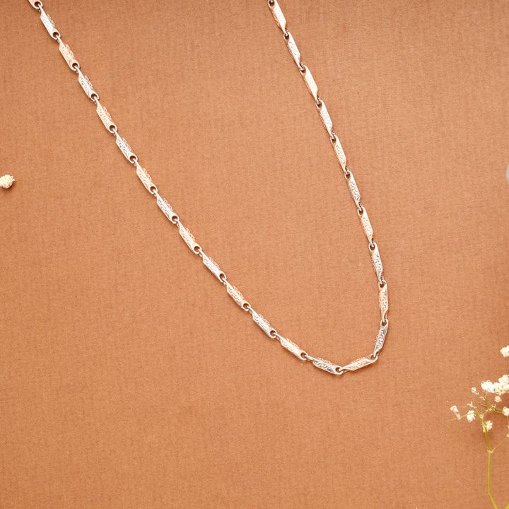 Flat Link Dual Tone Silver Men’s Chain