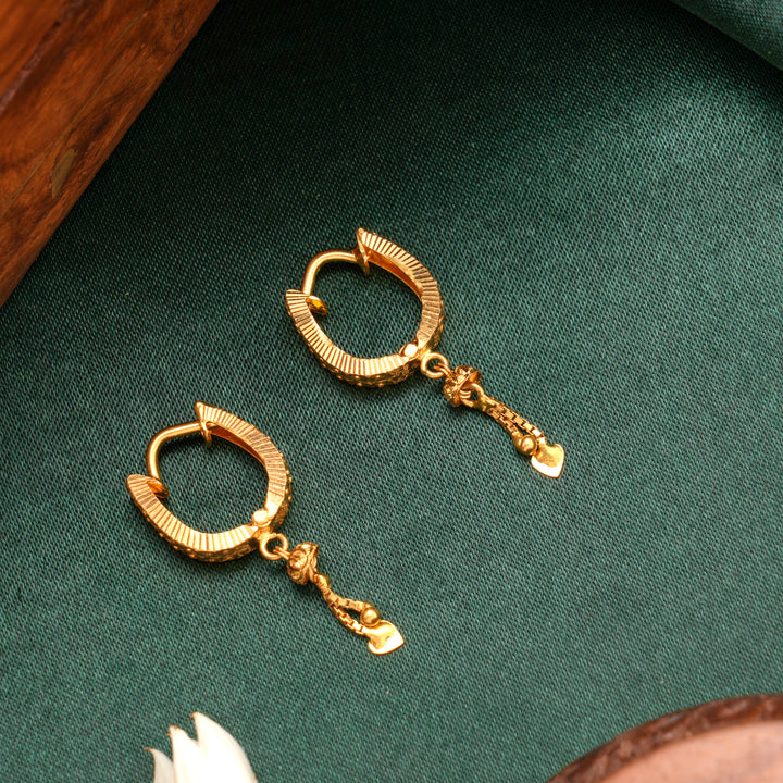 Gold Vali Chain Heart Drop Earring