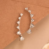Minimal Heart Silver Ear Climber Stud