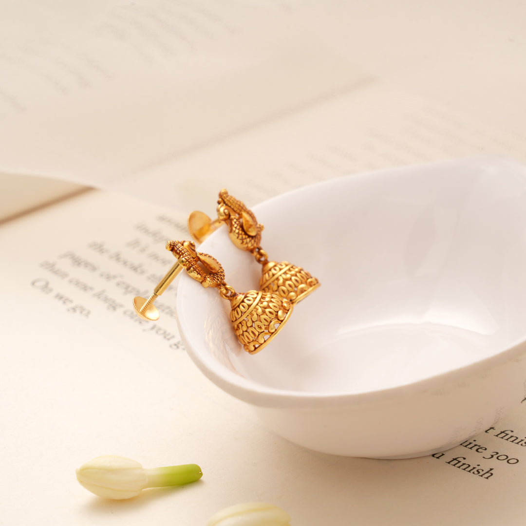 Minimalist Bell Drop Nagas Golden Jhumkas