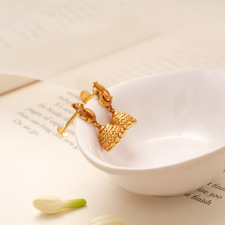 Minimalist Bell Drop Nagas Golden Jhumkas