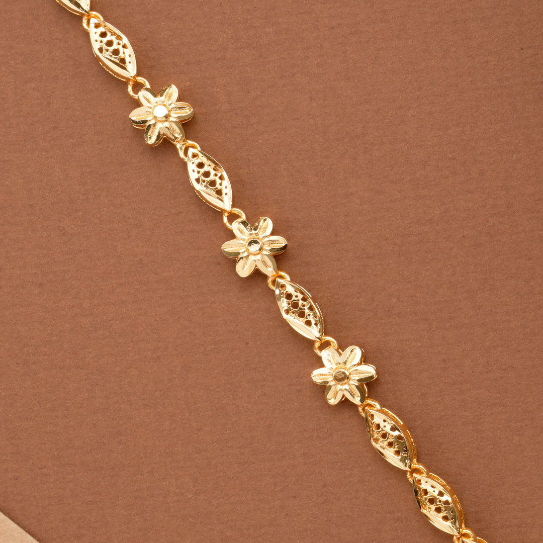 Floral Link Casting Gold Plated Bracelet