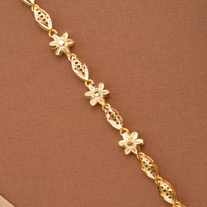 Floral Link Casting Gold Plated Bracelet