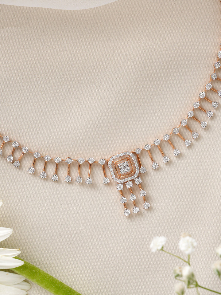 Rose Gold Fringe Diamond Necklace