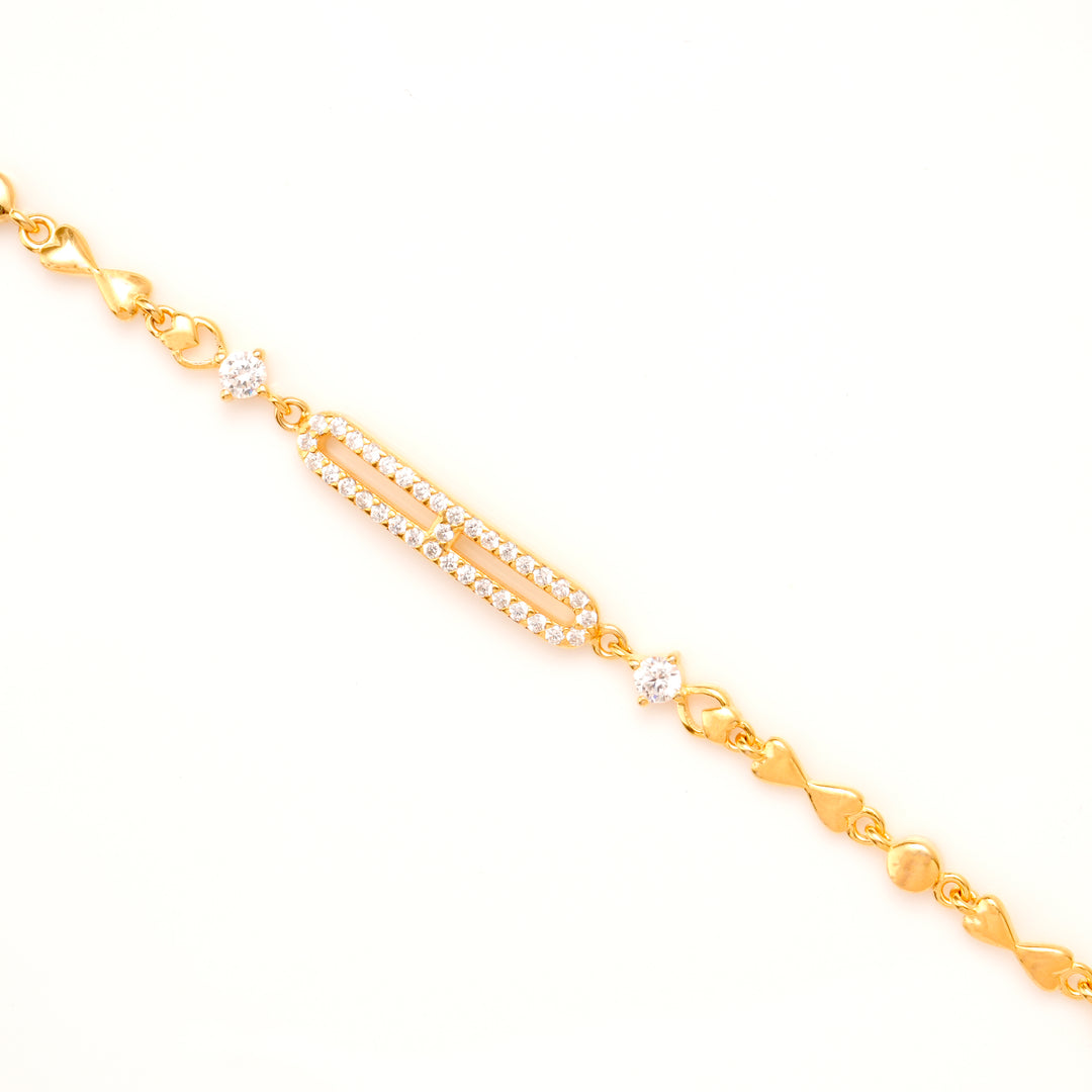 Crystal Bar Heart Link Silver Golden Bracelet