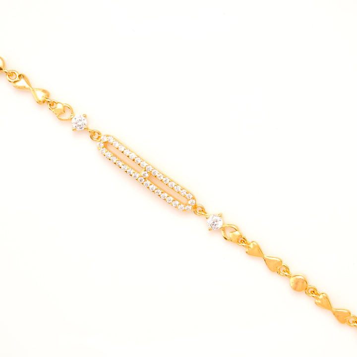 Crystal Bar Heart Link Silver Golden Bracelet