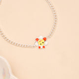 Cute Flower Face Enamel Baby Silver Bracelet