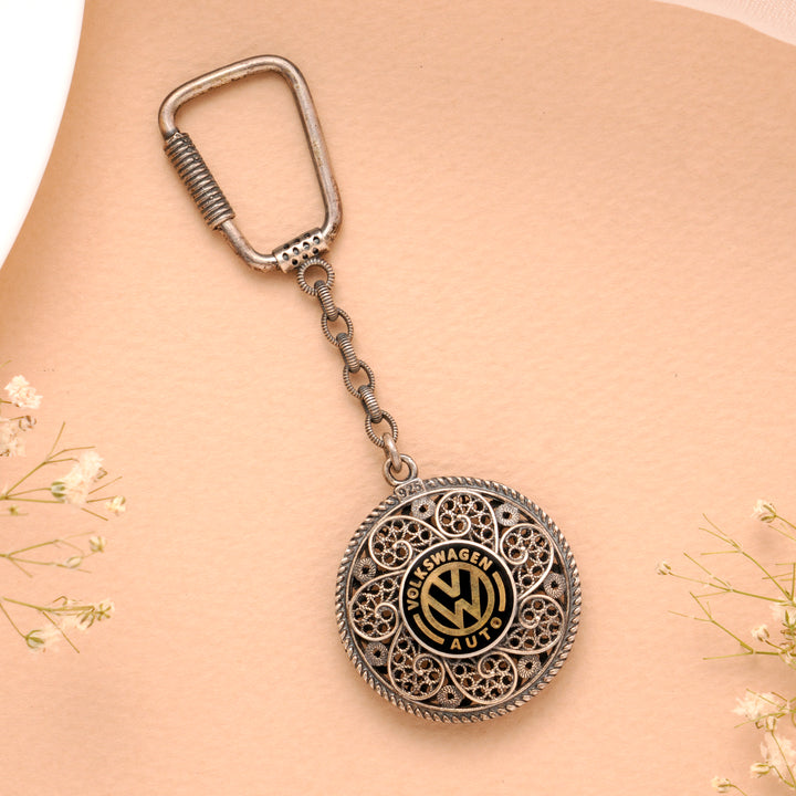 Volkswagen Car Silver Keychain