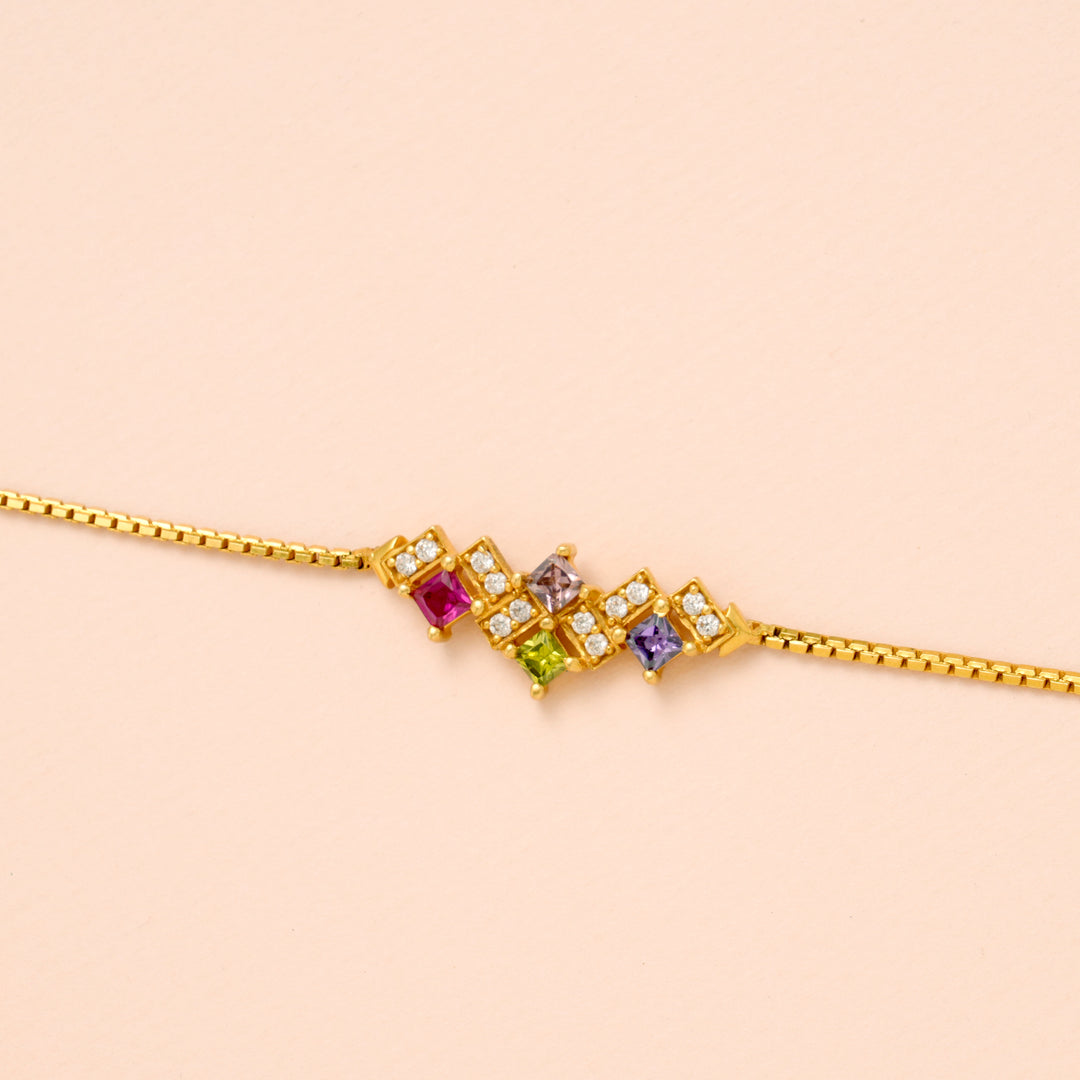 Geometric Shape Multi Stone Gold Bracelet