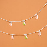 Elegant Green Enamel Butterfly Silver Baby Anklets