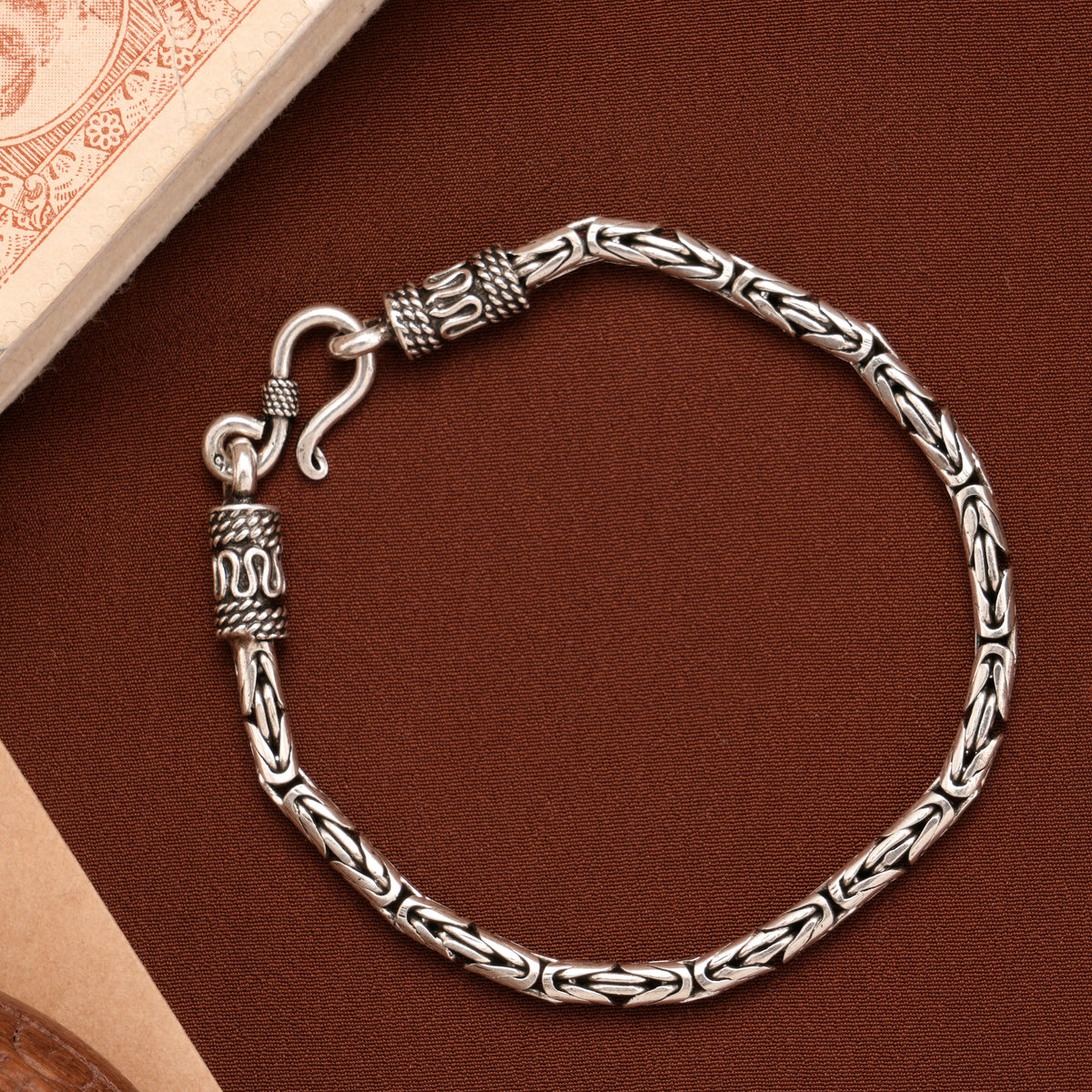 Classic Oxidized Byzantine Silver Bracelet