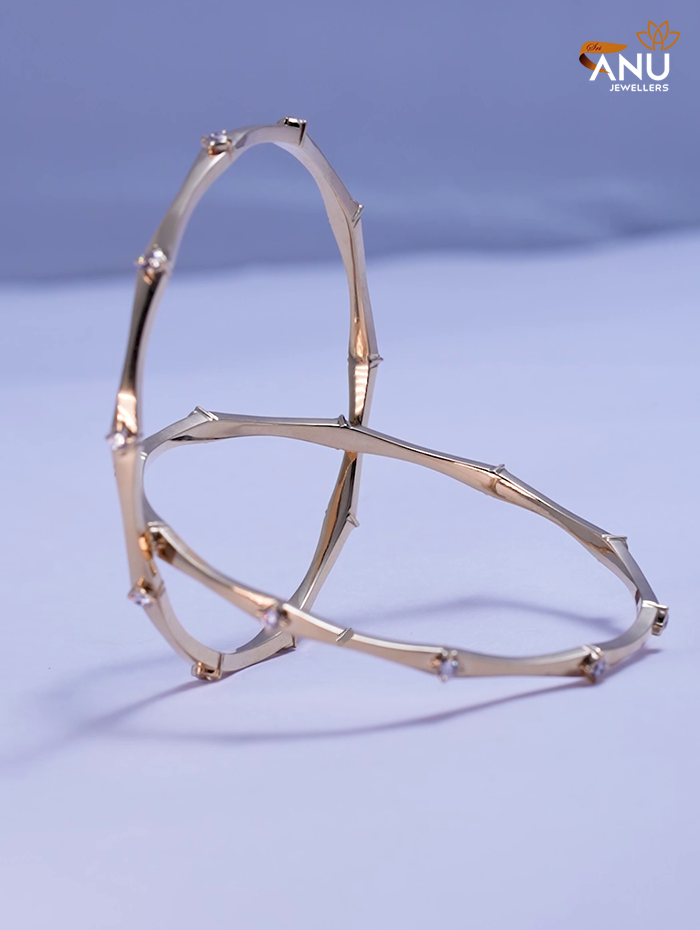 Asymmetrical Sleek Platinum Bangle with Diamond