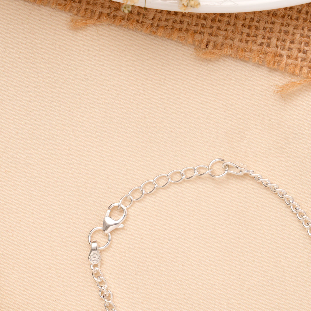 Cute Flower Face Enamel Baby Silver Bracelet