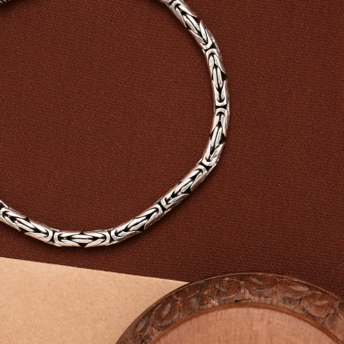 Classic Oxidized Byzantine Silver Bracelet