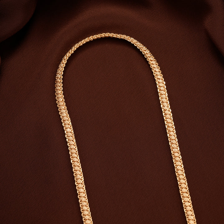 Flower Pattern Pendant White Stone Golden Chain