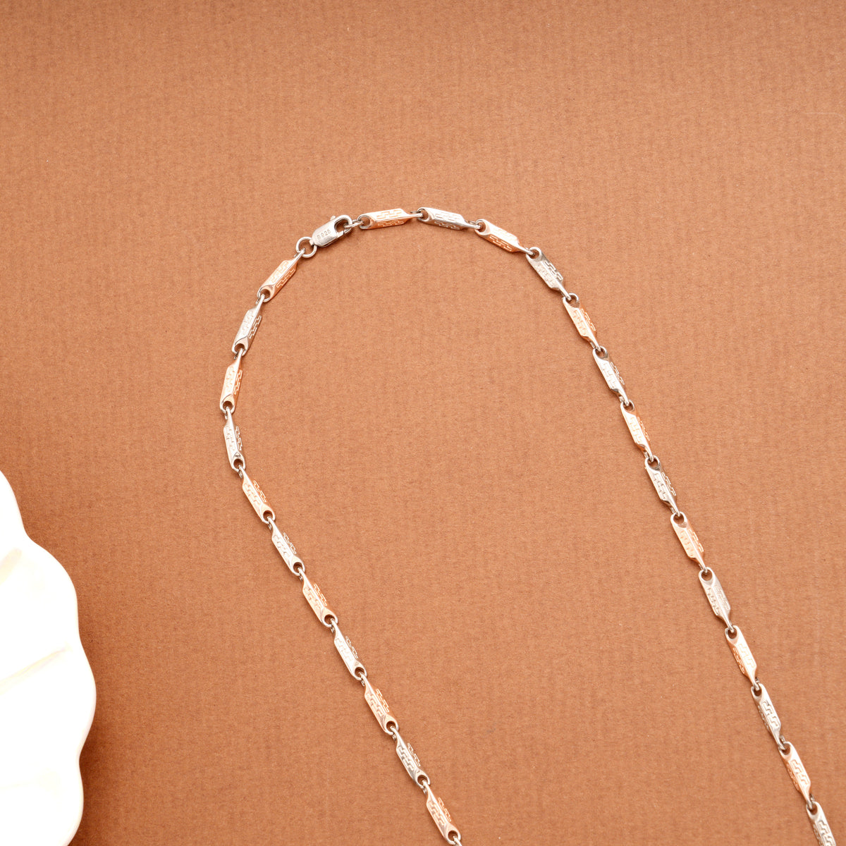 Flat Link Dual Tone Silver Men’s Chain