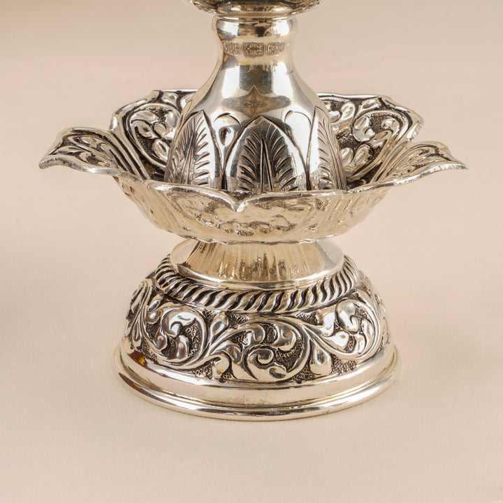 Antique Silver Temple-Inspired Lakshmi Vilakku