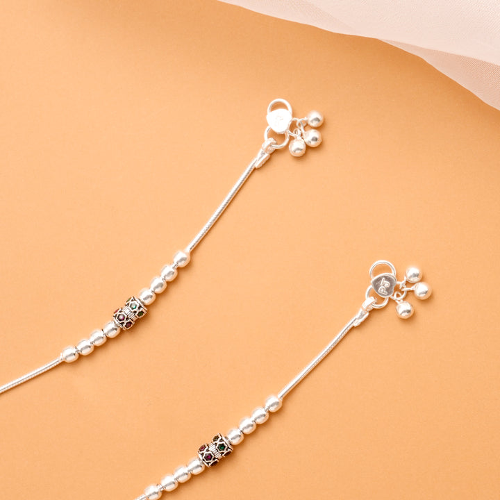 Black Oxidised Bead Silver Anklet