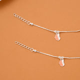 Elegant Green Enamel Butterfly Silver Baby Anklets