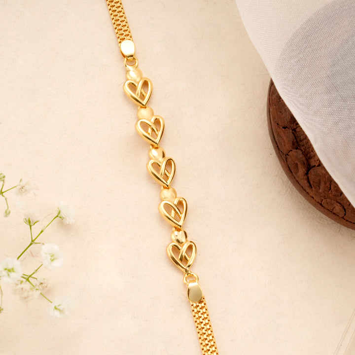Hollow Heart Link Gold Plated Bracelet