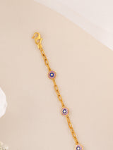 Delicate Pink Evil Eye Gold Bracelet
