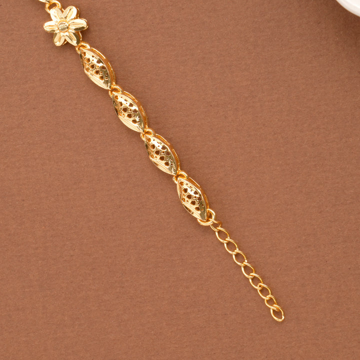 Floral Link Casting Gold Plated Bracelet