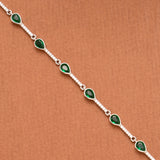 Pretty Green Tear Drop Stone Silver Women’s Bracelet