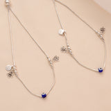 Blue Eye Charm Silver Anklet