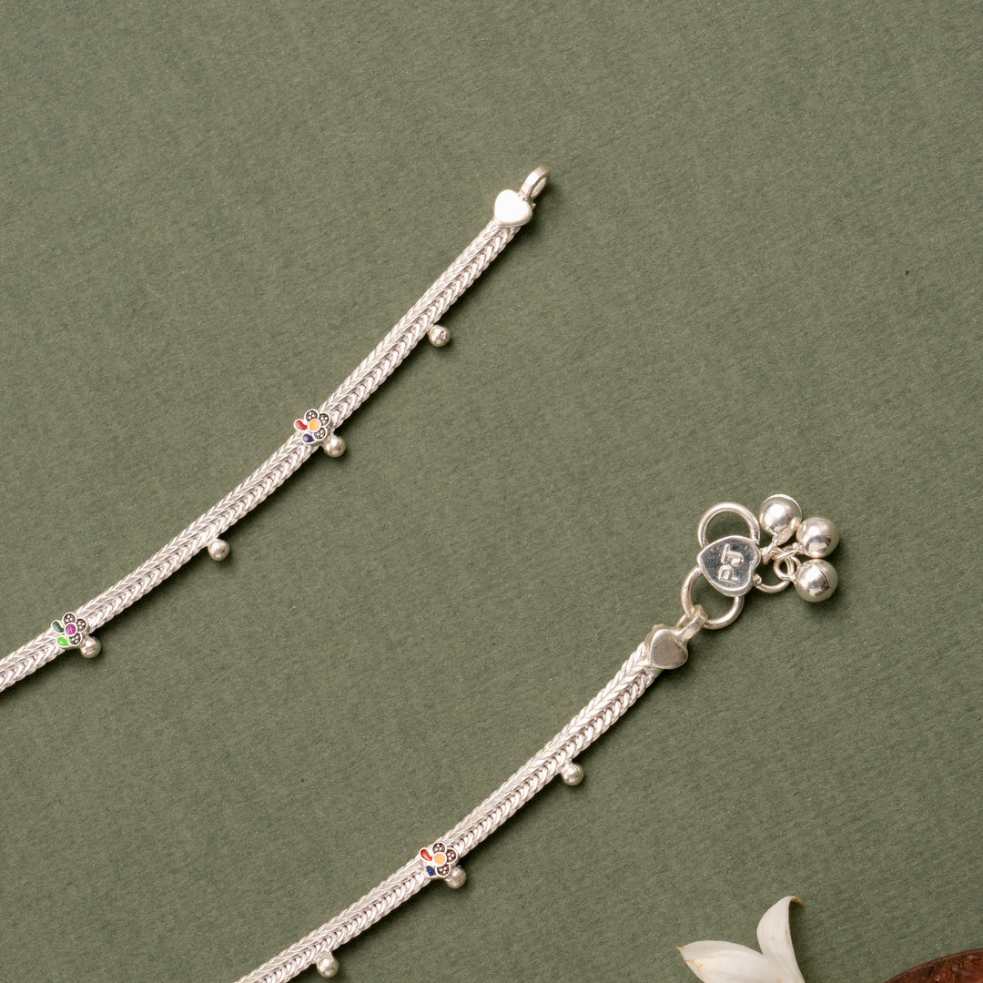 Premium Multilayer Stone Studded Silver Anklet