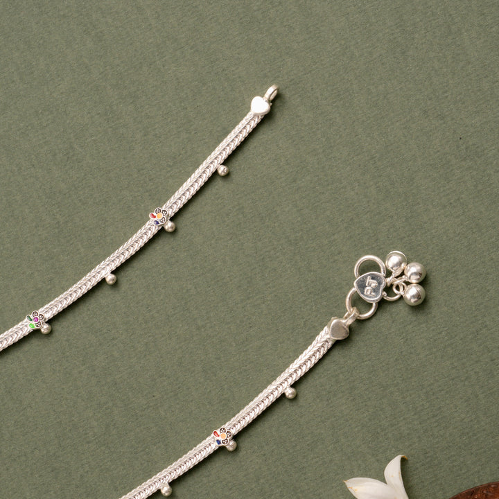 Premium Multilayer Stone Studded Silver Anklet