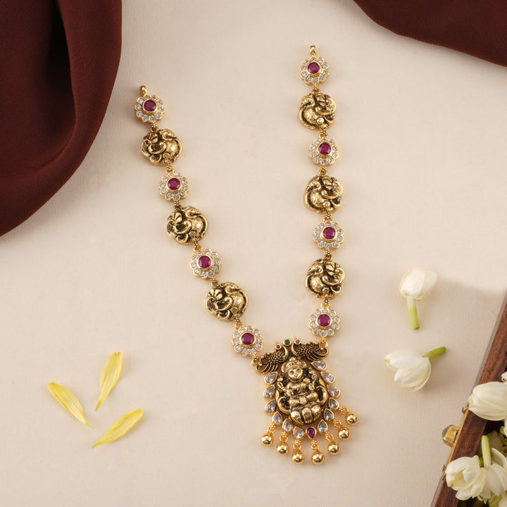 Antique Divine Lakshmi-Peacock Necklace