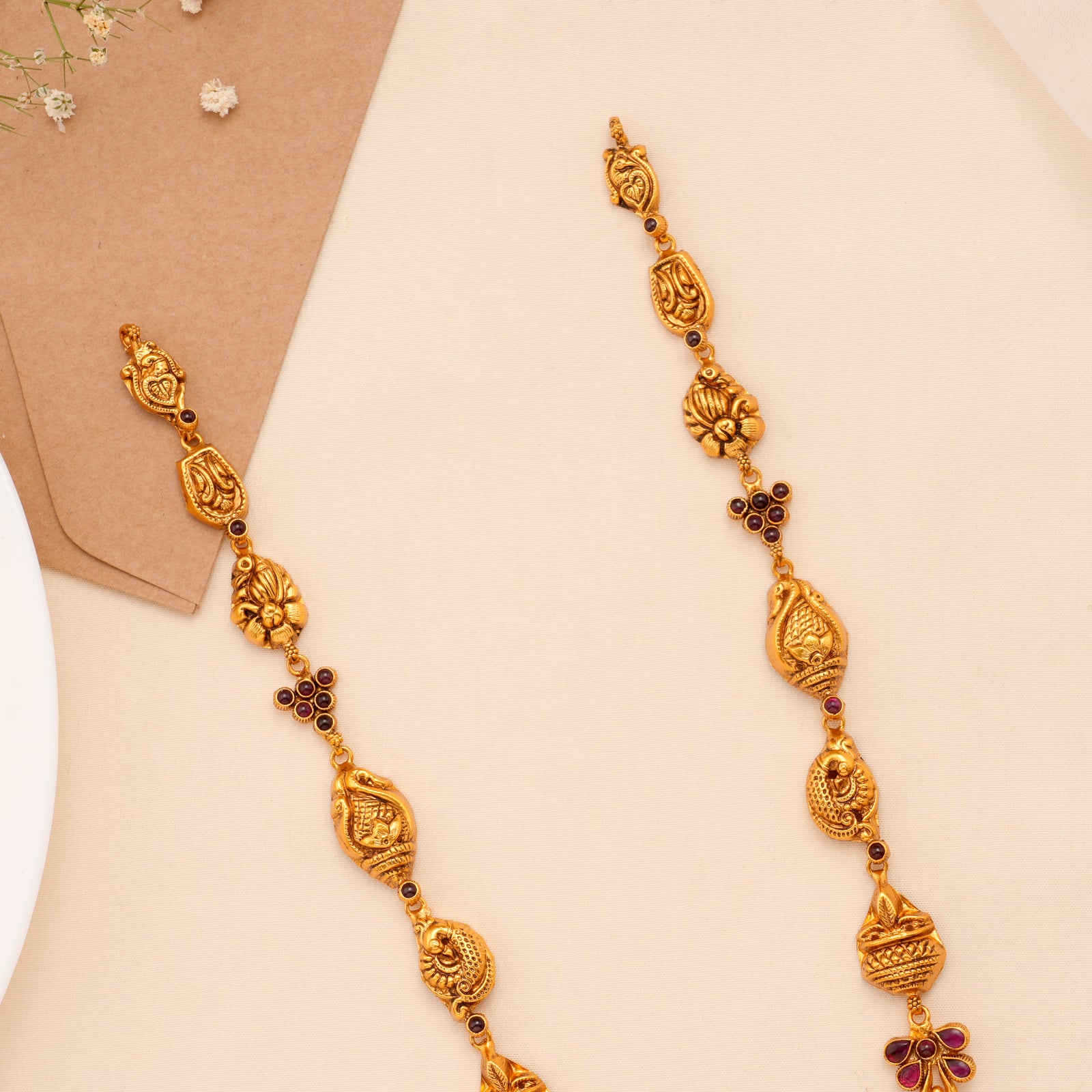 Lakshmi Pendant with Golden Ball Drop Haram