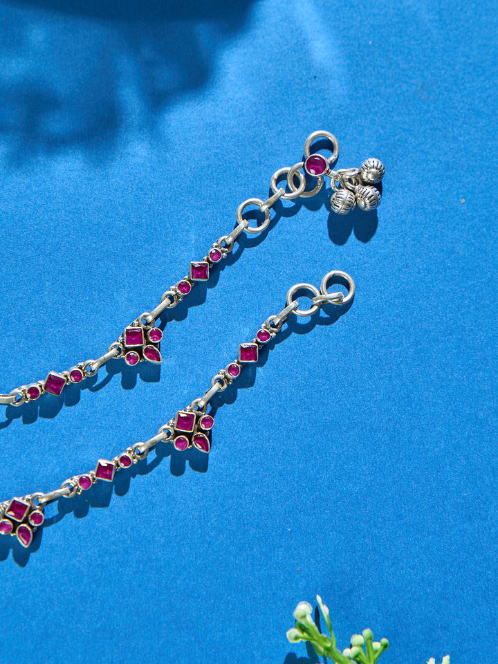 Gleaming Ruby Flow Antique Anklet