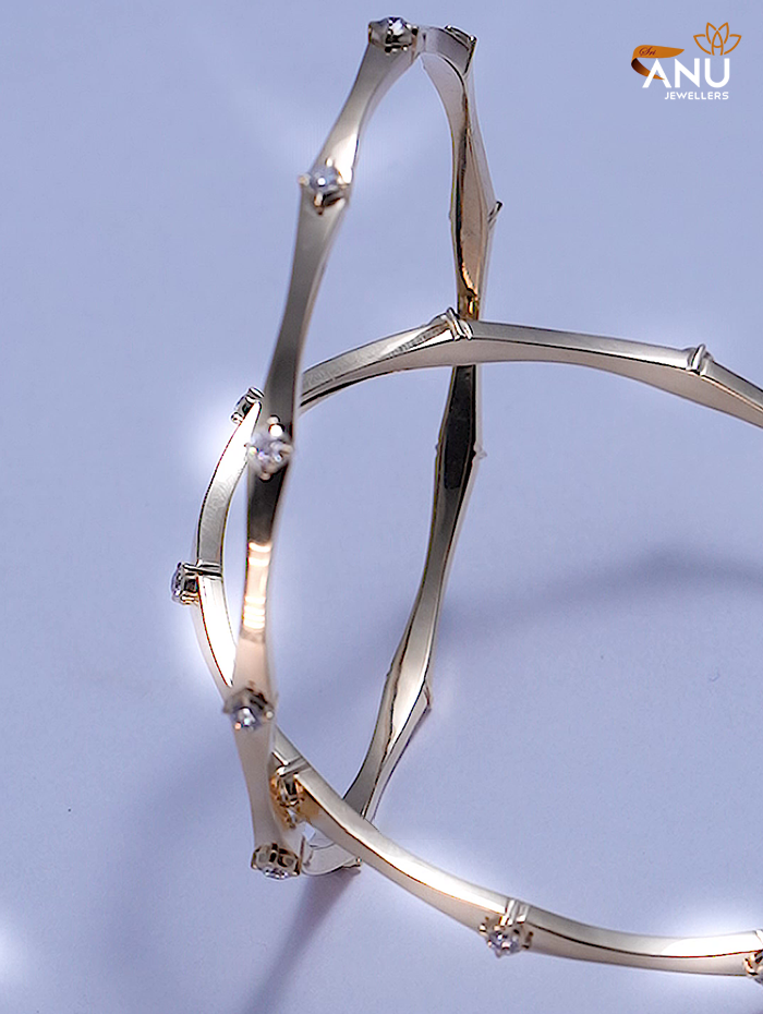 Asymmetrical Sleek Platinum Bangle with Diamond