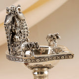 Antique Silver Temple-Inspired Lakshmi Vilakku