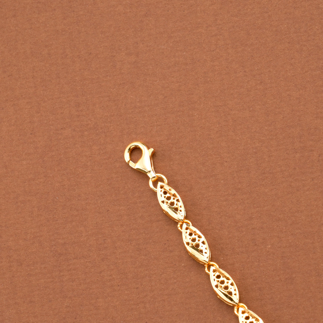 Floral Link Casting Gold Plated Bracelet