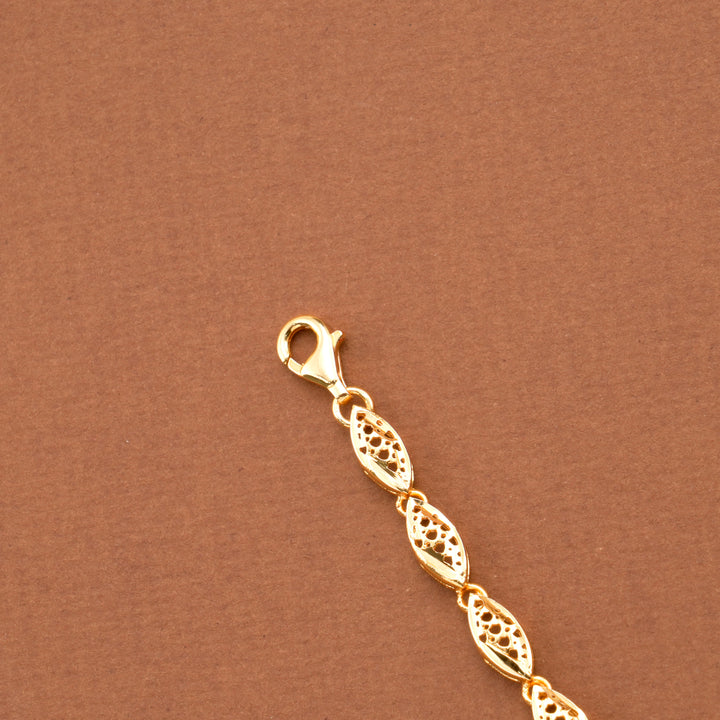 Floral Link Casting Gold Plated Bracelet