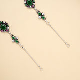 Silver Emerald Royal Bloom Antique Anklet