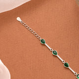 Pretty Green Tear Drop Stone Silver Women’s Bracelet