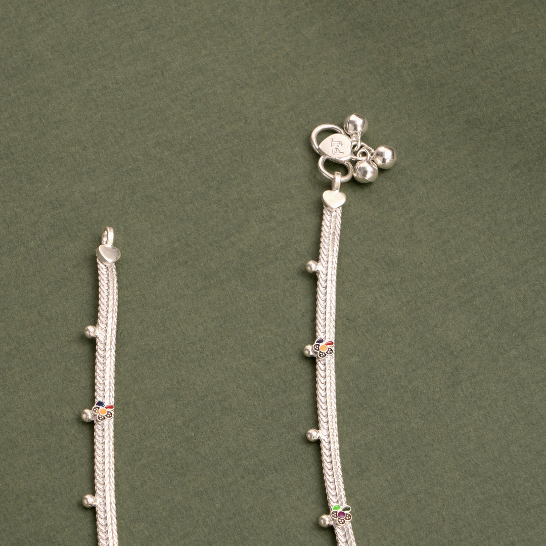 Premium Multilayer Stone Studded Silver Anklet