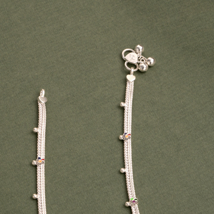 Premium Multilayer Stone Studded Silver Anklet