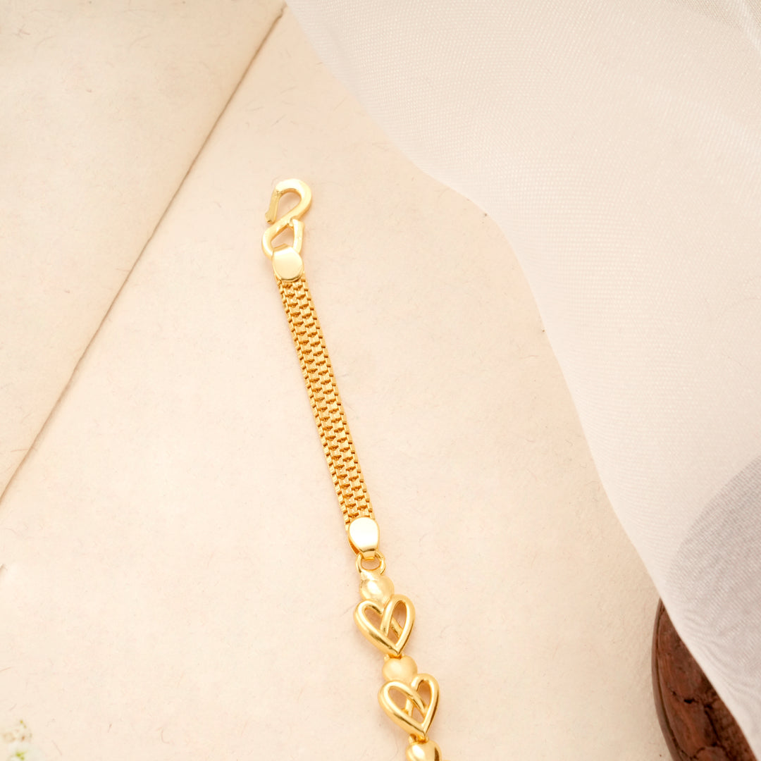 Hollow Heart Link Gold Plated Bracelet