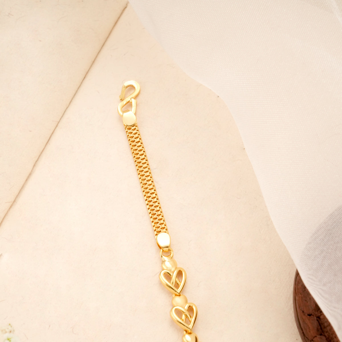 Hollow Heart Link Gold Plated Bracelet
