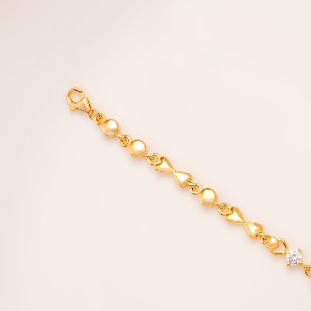 Crystal Bar Heart Link Silver Golden Bracelet