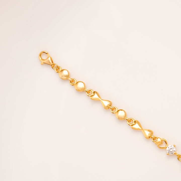 Crystal Bar Heart Link Silver Golden Bracelet
