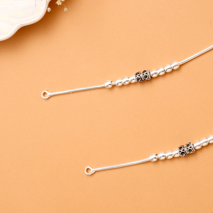 Black Oxidised Bead Silver Anklet