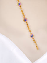 Delicate Pink Evil Eye Gold Bracelet