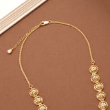 Spiral Flower Design Golden Necklace Set