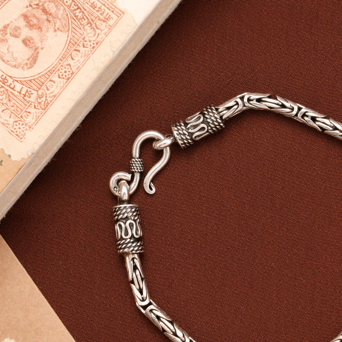 Classic Oxidized Byzantine Silver Bracelet